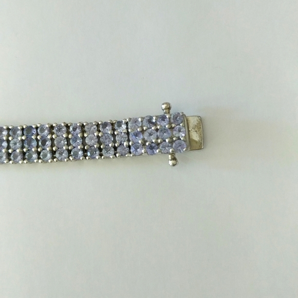 Tanzanite in white gold plated onto 925 sterling silver, bracelet - Picture 5 of 7